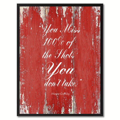 You Miss 101% Of The Shots You Don't Tatke Wayne Gretzky Saying Motivation Quote Canvas Print, Black Picture Frame Home Decor Wall Art Gifts