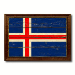 Iceland Country Flag Vintage Canvas Print with Brown Picture Frame Home Decor Gifts Wall Art Decoration Artwork