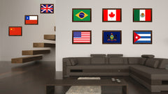Pennsylvania State Flag Canvas Print with Custom Brown Picture Frame Home Decor Wall Art Decoration Gifts