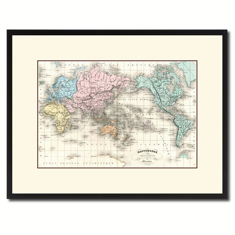 World Vintage Antique Map Wall Art Home Decor Gift Ideas Canvas Print Custom Picture Frame