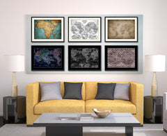 Ancient World Vintage Sepia Map Canvas Print, Picture Frame Gifts Home Decor Wall Art Decoration