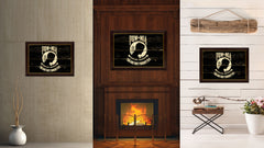 Pow Mia Military Flag Vintage Canvas Print with Brown Picture Frame Gifts Ideas Home Decor Wall Art Decoration