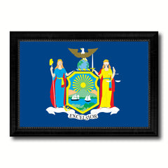 New York State Flag Canvas Print with Custom Black Picture Frame Home Decor Wall Art Decoration Gifts