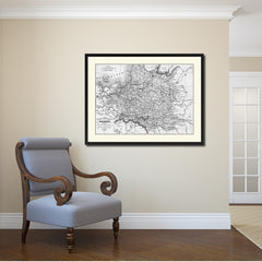 Prussia Germany Vintage B&W Map Canvas Print, Picture Frame Home Decor Wall Art Gift Ideas