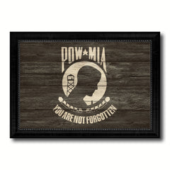 Pow Mia Military Flag Texture Canvas Print with Black Picture Frame Gift Ideas Home Decor Wall Art