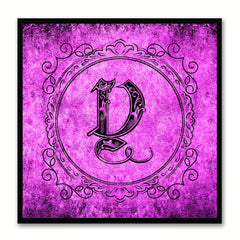 Alphabet Y Purple Canvas Print Black Frame Kids Bedroom Wall Décor Home Art