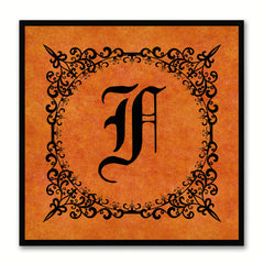 Alphabet F Orange Canvas Print Black Frame Kids Bedroom Wall Décor Home Art