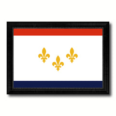 New Orleans  City Louisiana State Flag Canvas Print Black Picture Frame