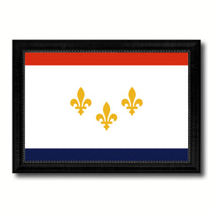 New Orleans  City Louisiana State Flag Canvas Print Black Picture Frame