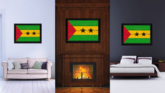 Sao Tome & Principe Country Flag Vintage Canvas Print with Black Picture Frame Home Decor Gifts Wall Art Decoration Artwork