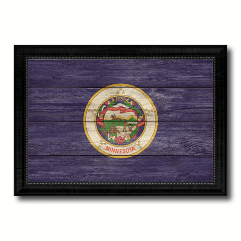 Minnesota State Flag Texture Canvas Print with Black Picture Frame Home Decor Man Cave Wall Art Collectible Decoration Artwork Gifts