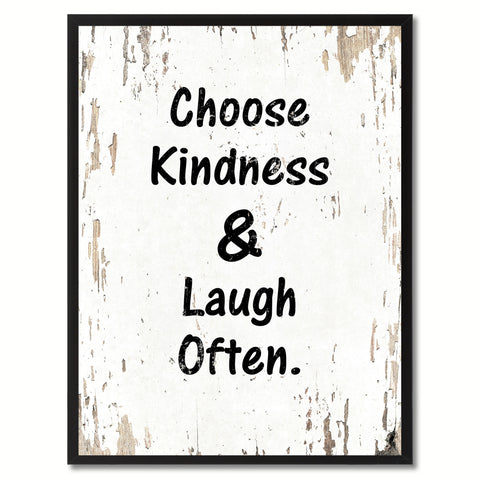 Choose Kindness & Laugh Often Saying Canvas Print, Black Picture Frame Home Decor Wall Art Gifts