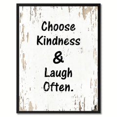 Choose Kindness & Laugh Often Saying Canvas Print, Black Picture Frame Home Decor Wall Art Gifts