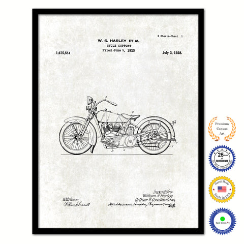 1928 Cycle Support Old Patent Art Print on Canvas Custom Framed Vintage Home Decor Wall Decoration Great for Gifts