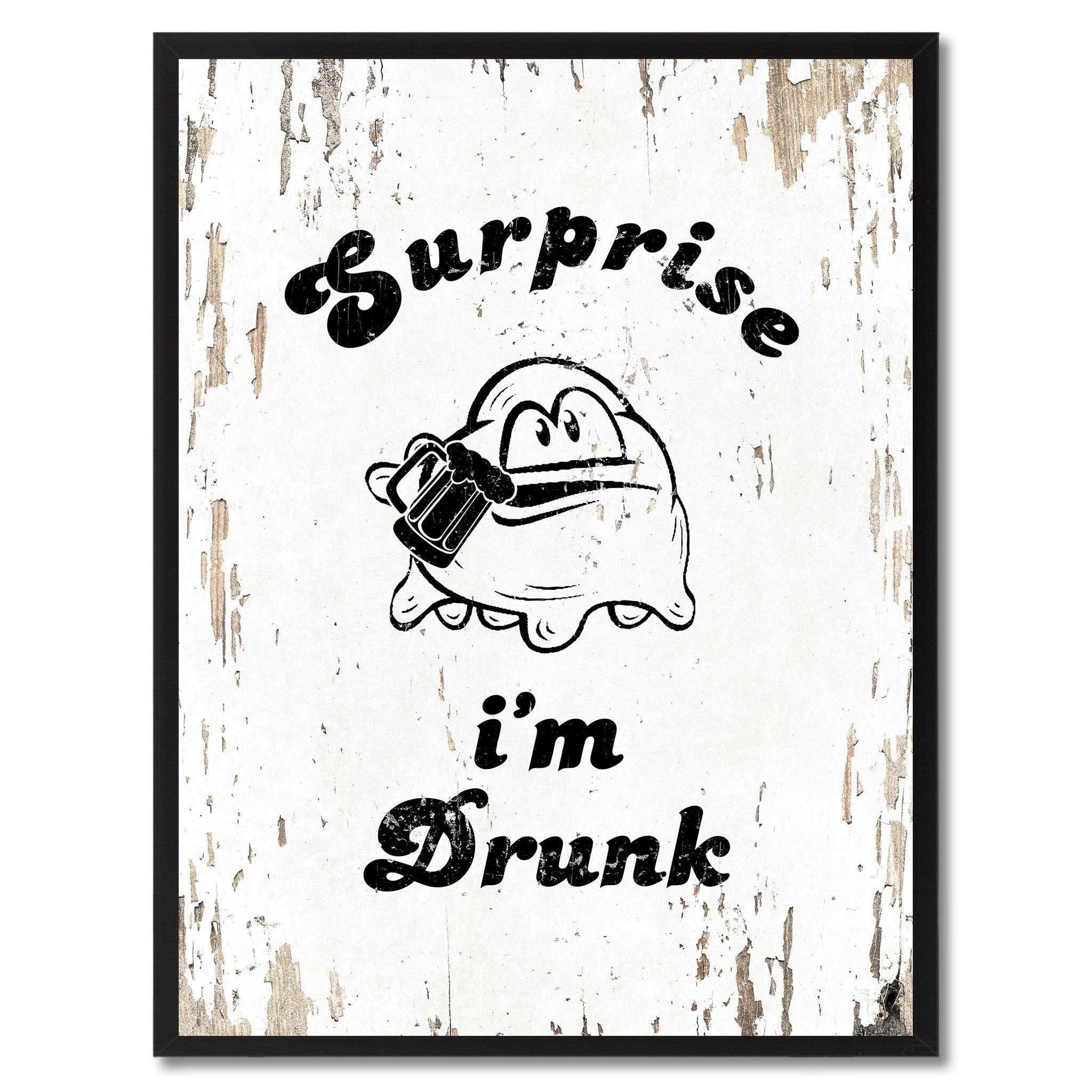 Surprise I'm Drunk Saying Canvas Print, Black Picture Frame Home Decor Wall Art Gifts
