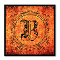 Alphabet R Orange Canvas Print Black Frame Kids Bedroom Wall Décor Home Art