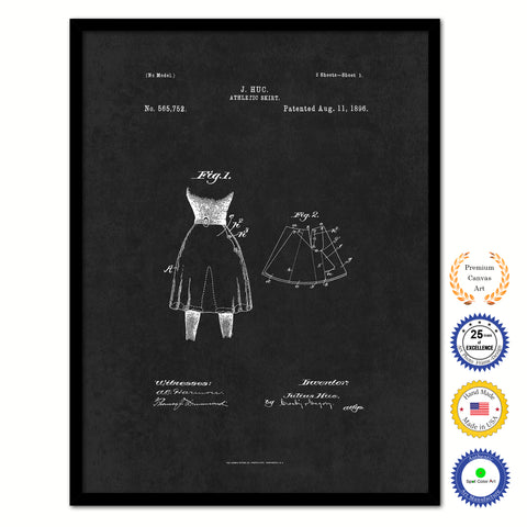 1896 Dancer Athletic Skirt Vintage Patent Artwork Black Framed Canvas Home Office Decor Great for Dancer Ballet