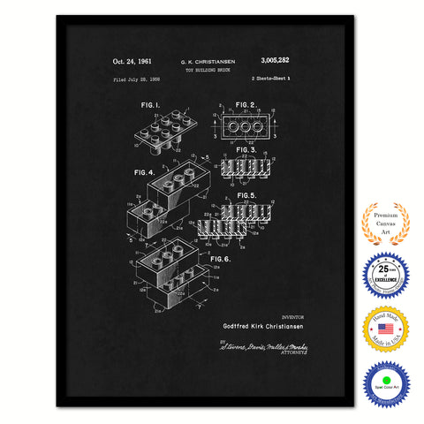 1961 Legos Building Block Old Patent Art Print on Canvas Custom Framed Vintage Home Decor Wall Decoration Great for Gifts