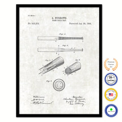 1895 Baseball Bat Old Patent Art Print on Canvas Custom Framed Vintage Home Decor Wall Decoration Great for Gifts