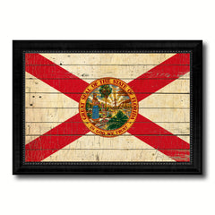 Florida State Vintage Flag Canvas Print with Black Picture Frame Home Decor Man Cave Wall Art Collectible Decoration Artwork Gifts