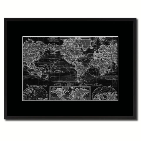 World Ocean Currents Vintage Monochrome Map Canvas Print, Gifts Picture Frames Home Decor Wall Art