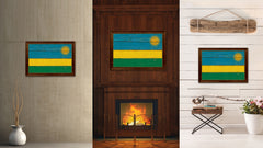 Rwanda Country Flag Vintage Canvas Print with Brown Picture Frame Home Decor Gifts Wall Art Decoration Artwork