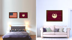 Phoenix City Arizona State Vintage Flag Canvas Print Brown Picture Frame