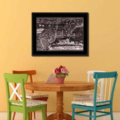 New England Vintage Vivid Sepia Map Canvas Print, Picture Frames Home Decor Wall Art Decoration Gifts