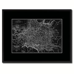 Poland Prussia Germany Vintage Monochrome Map Canvas Print, Gifts Picture Frames Home Decor Wall Art