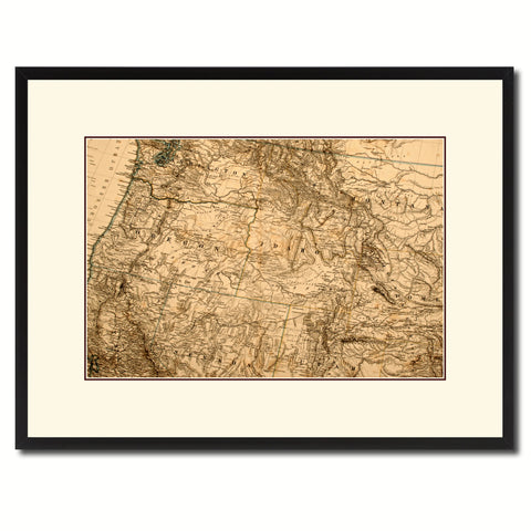Us Pacific Northwest Vintage Antique Map Wall Art Home Decor Gift Ideas Canvas Print Custom Picture Frame