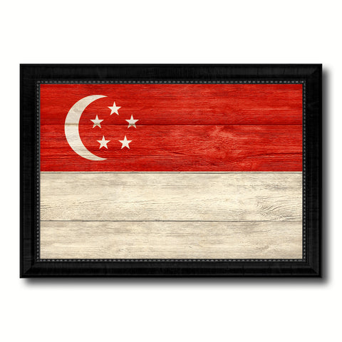 Singapore Country Flag Texture Canvas Print with Black Picture Frame Home Decor Wall Art Decoration Collection Gift Ideas