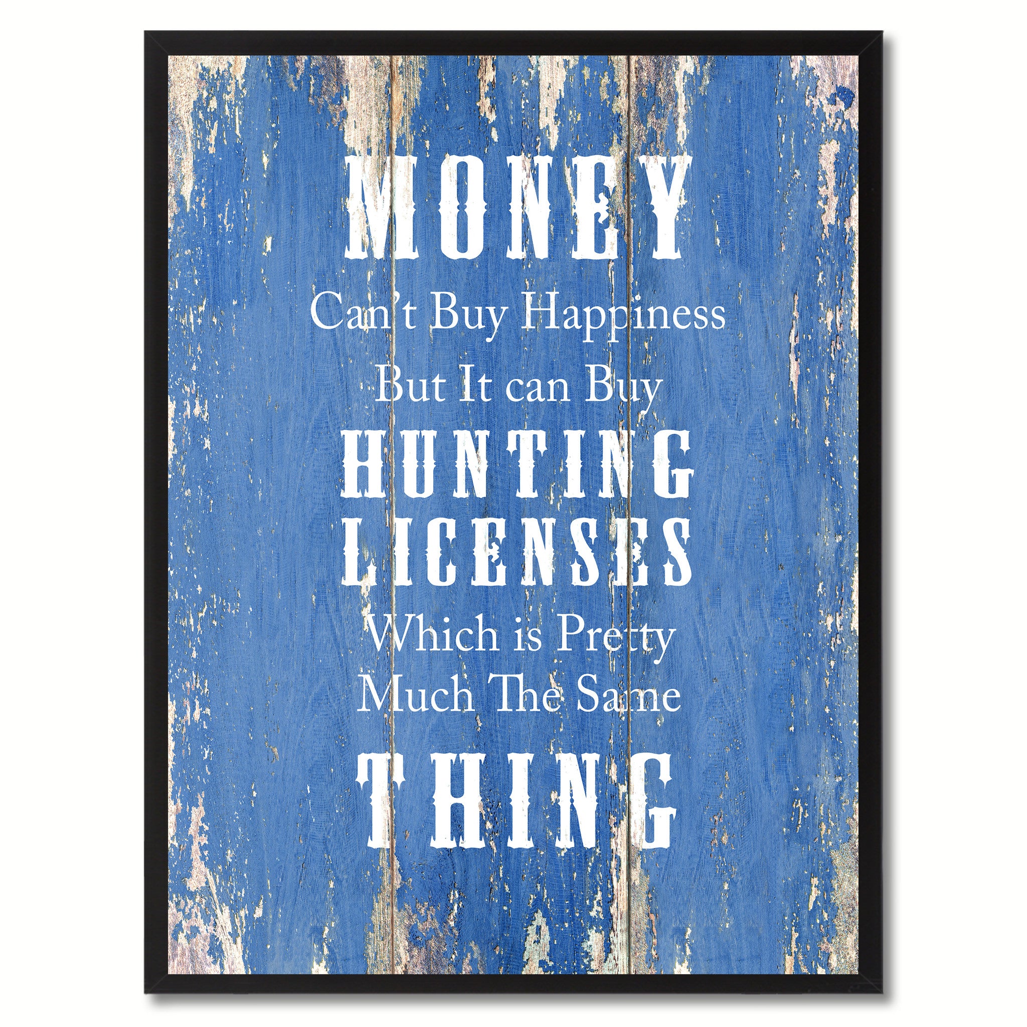 Money Can't Buy Happiness Saying Canvas Print, Black Picture Frame Home Decor Wall Art Gifts