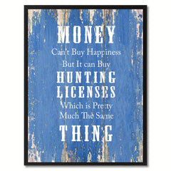 Money Can't Buy Happiness Saying Canvas Print, Black Picture Frame Home Decor Wall Art Gifts