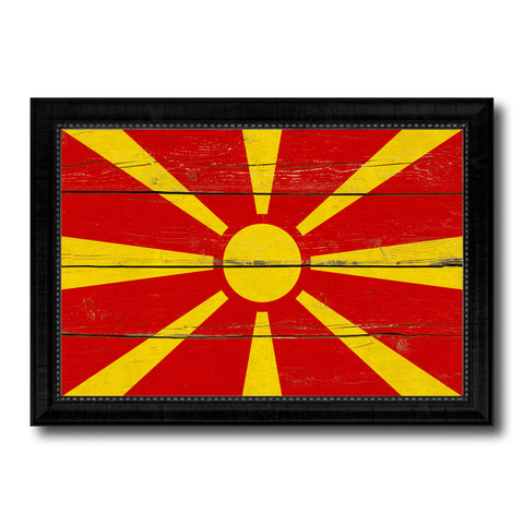 Macedonia Country Flag Vintage Canvas Print with Black Picture Frame Home Decor Gifts Wall Art Decoration Artwork