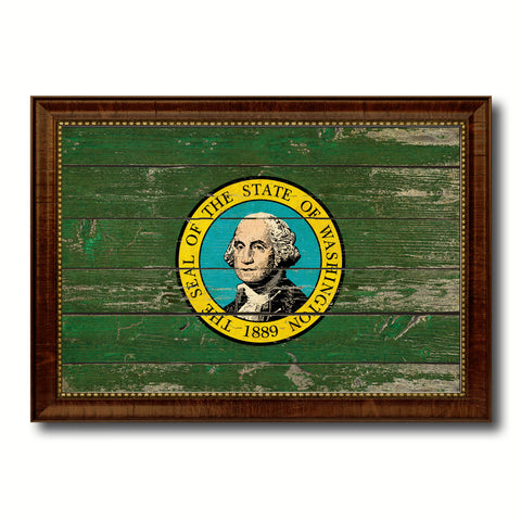 Washington State Flag Canvas Print with Custom Black Picture Frame Home Decor Wall Art Decoration Gifts