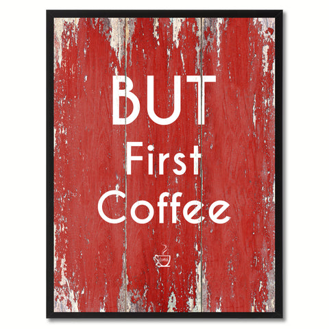 But First Coffee Saying Canvas Print, Black Picture Frame Home Decor Wall Art Gifts