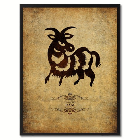 Zodiac Ram Horoscope Canvas Print, Black Picture Frame Home Decor Wall Art Gift