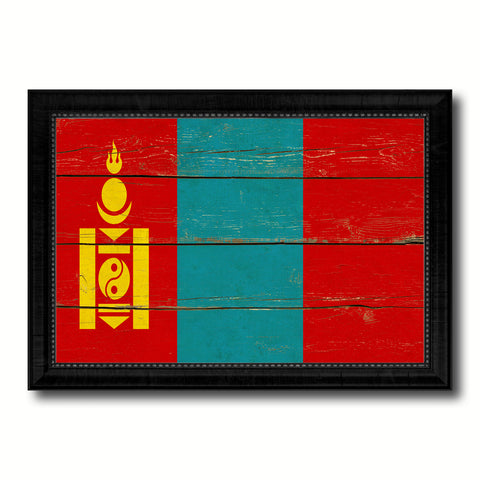 Mongolia Country Flag Vintage Canvas Print with Black Picture Frame Home Decor Gifts Wall Art Decoration Artwork