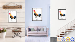 Rooster Bird Canvas Print, Black Picture Frame Gift Ideas Home Decor Wall Art Decoration