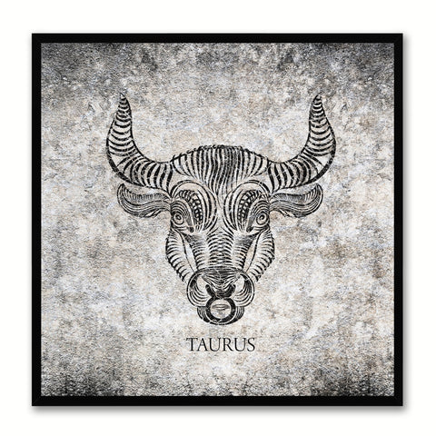Zodiac Taurus Horoscope Black Canvas Print, Black Picture Frame Home Decor Wall Art Gift Ideas
