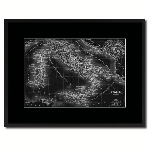 Italy Rome Vintage Monochrome Map Canvas Print, Gifts Picture Frames Home Decor Wall Art