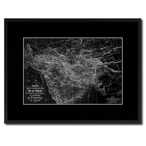Persia Arabia Iraq Iran Vintage Monochrome Map Canvas Print, Gifts Picture Frames Home Decor Wall Art