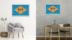 Delaware State Flag Shabby Chic Gifts Home Decor Wall Art Canvas Print, White Wash Wood Frame