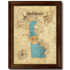 Delaware State Vintage Map Home Decor Wall Art Office Decoration Gift Ideas