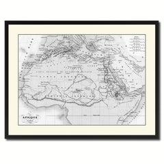 Ancient Africa Vintage B&W Map Canvas Print, Picture Frame Home Decor Wall Art Gift Ideas