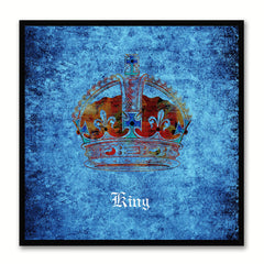King Blue Canvas Print Black Frame Kids Bedroom Wall Home Décor