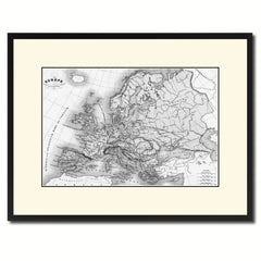 Ancient Europe Vintage B&W Map Canvas Print, Picture Frame Home Decor Wall Art Gift Ideas