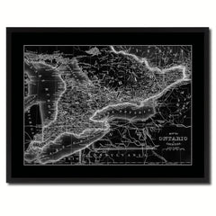 Ontario Canada Vintage Monochrome Map Canvas Print, Gifts Picture Frames Home Decor Wall Art