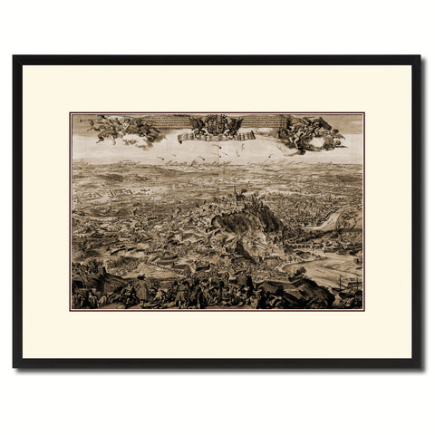 Mountain Fortress Vintage Sepia Map Canvas Print, Picture Frame Gifts Home Decor Wall Art Decoration