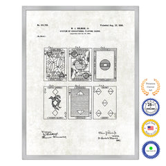 1899 System of Educational Playing Cards Old Patent Art Print on Canvas Custom Framed Vintage Home Decor Wall Decoration Great for Gifts